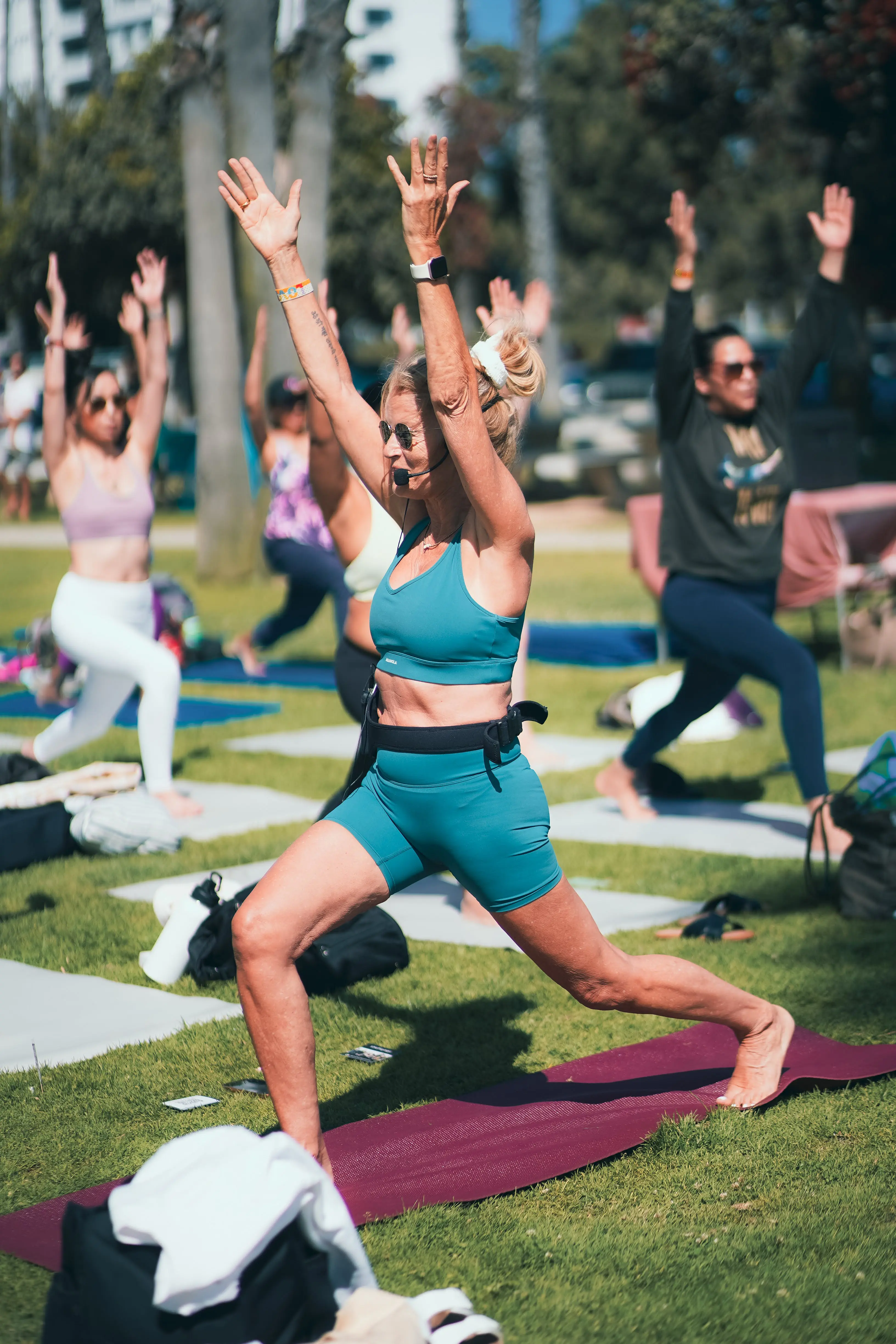 Woman in yoga pose outdoors